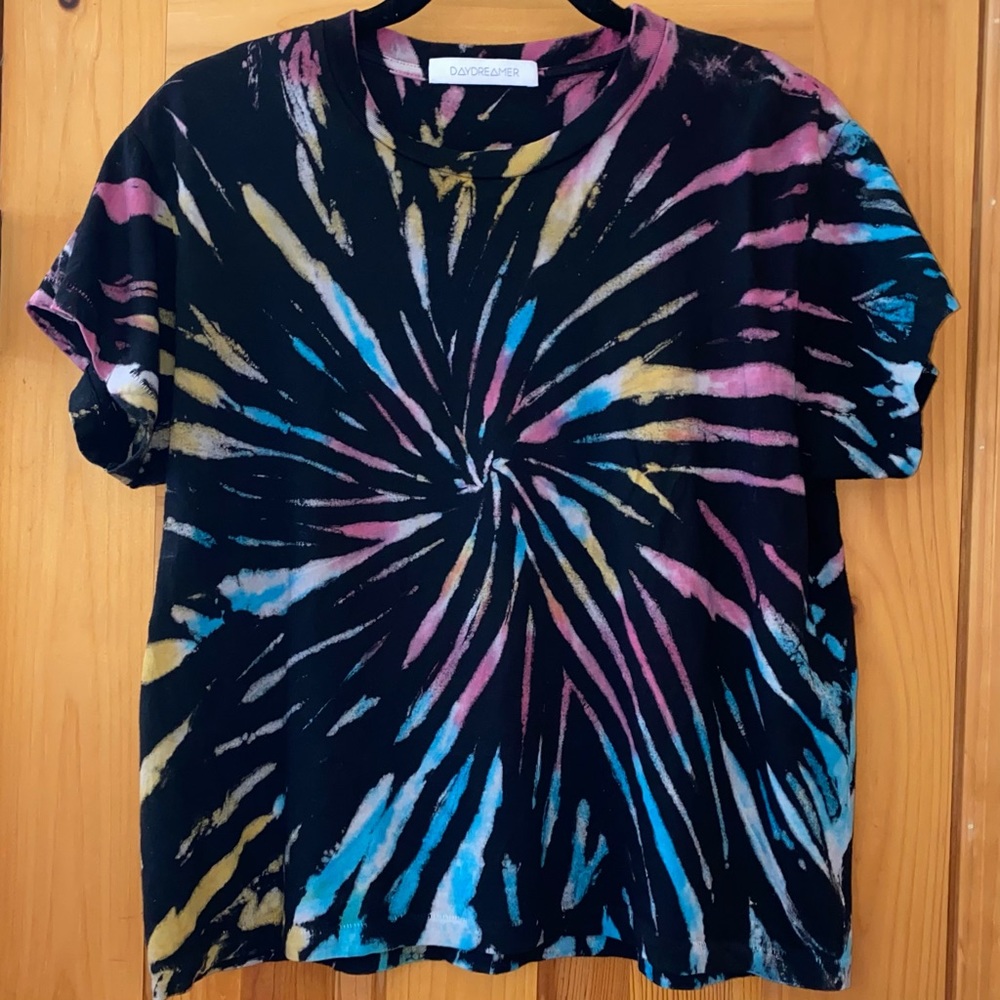 Daydreamer Black and Rainbow Tie-Dye Tee